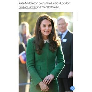 Hobbs London Sinead Jacket in Emerald Green Size 8 Kate Middleton Boiled Wool